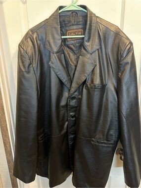Men's Black Leather Trench Coat